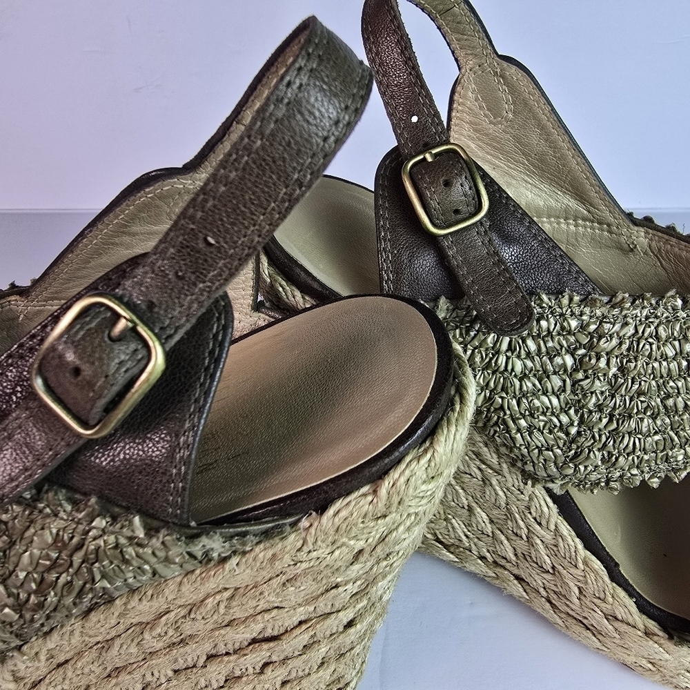 Stuart Weitzman Toogood Wrinkle Raffia Alex Wedge Espadrille Platform Sandal 9 - Picture 13 of 14